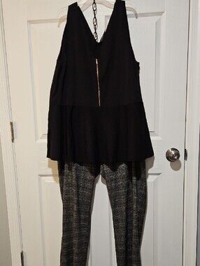 Ann Taylor Black and Gray Plaid Boot-Cut Pants
